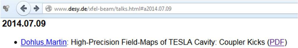 TESLA field maps more info (= discrete coupler kicks) in: 3 rd