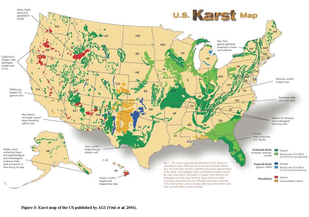 Karst distribution in the U.S.