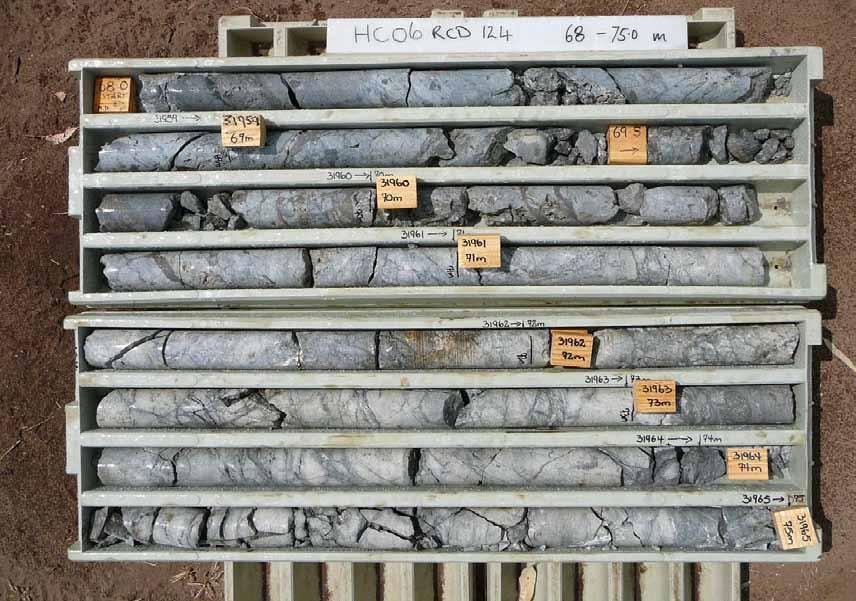 Metallurgical testing on 70-74m with individual metre samples 30 i