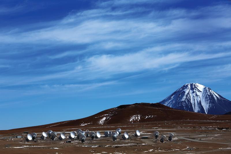 ALMA (Atacama Large Millimeter Array) The ALMA radio telescope (Interferometer) is located in the Atacama desert (North of Chile) at an altitude of 5,000 meter (16.500 feet).