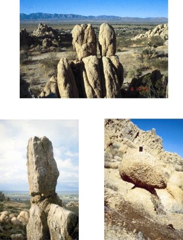 Figure 1: Examples of precariously balanced rocks found at Lovejoy