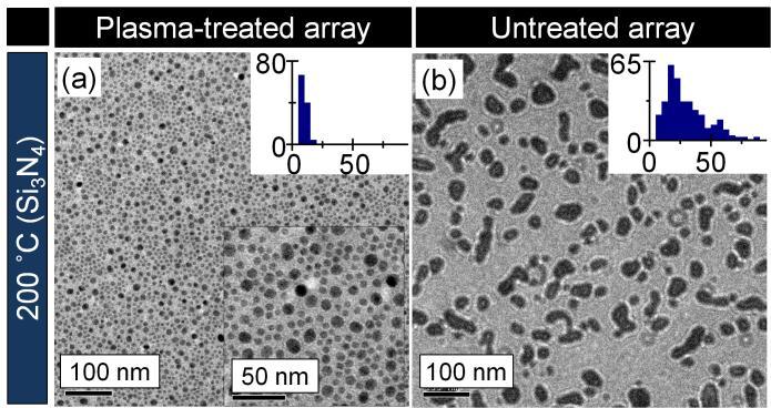 Figure S11 Representative FESEM images of dodecanethiol capped 7-nm size gold nanoparticle arrays on a 100 nm thick silicon nitride membrane