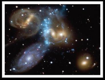 They lie about 280 million light years from Earth. Four of the five galaxies were the first compact galaxy group ever discovered.