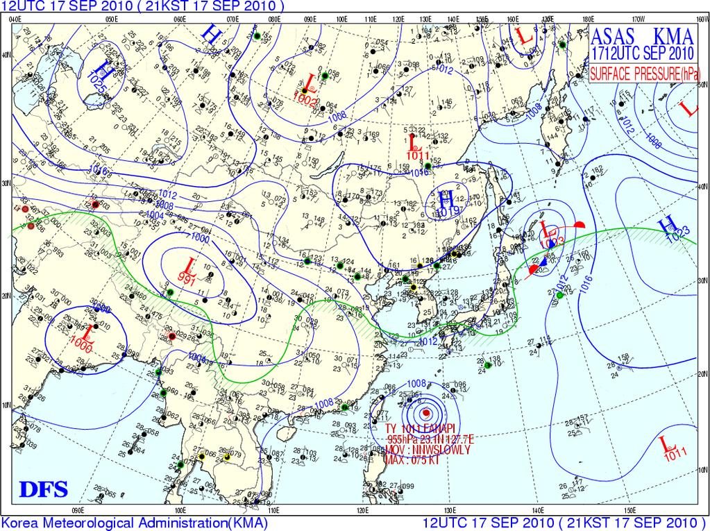Surface map analysis 60-180E, 50N: (hpa)