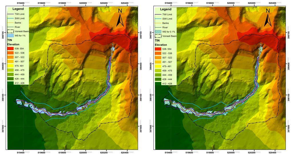 Flood maps were created considering two different scenarios: 100 and 1000 years return period (16.