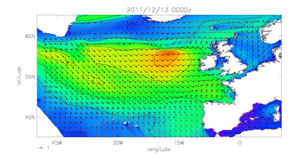 Storm surge modelling: Waves and Meteo MetOffice WaveWatch III (WWIII) model North Atlantic and European Configuration has a 12km grid resolution Deep water wave model,