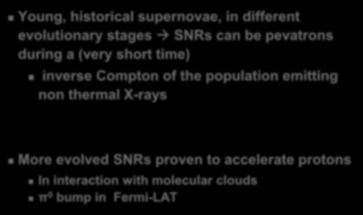 Gamma-ray emitting SNRs Young, historical supernovae, in different evolutionary