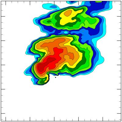 P-GLM EnKF: 8 May 2003 Supercell Low-level analysis of radar reflectivity around the time of the first tornado (Moore/Oklahoma City, OK EF4 tornadic storm) 22:10Z 22:09Z Mean reflectivity from radar