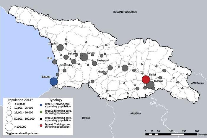 The Tbilisi agglomeration has seen an increase of its area by 75 percent, while single cities have grown by 98 percent on average.