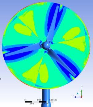 By modeling the whole rotor instead, the tower effect is seen in the pressure contours which influences downstream of the rotor as well (not shown here). Near wall treatment As explained in 3.