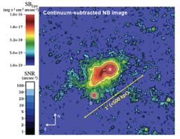 Inferring the cold gas content of the Giant Nebulae: the Slug case Cantalupo+, Nature, 2014 Photon-pumping / Lyα scattering case (gas mostly neutral) Observed SB Recombination