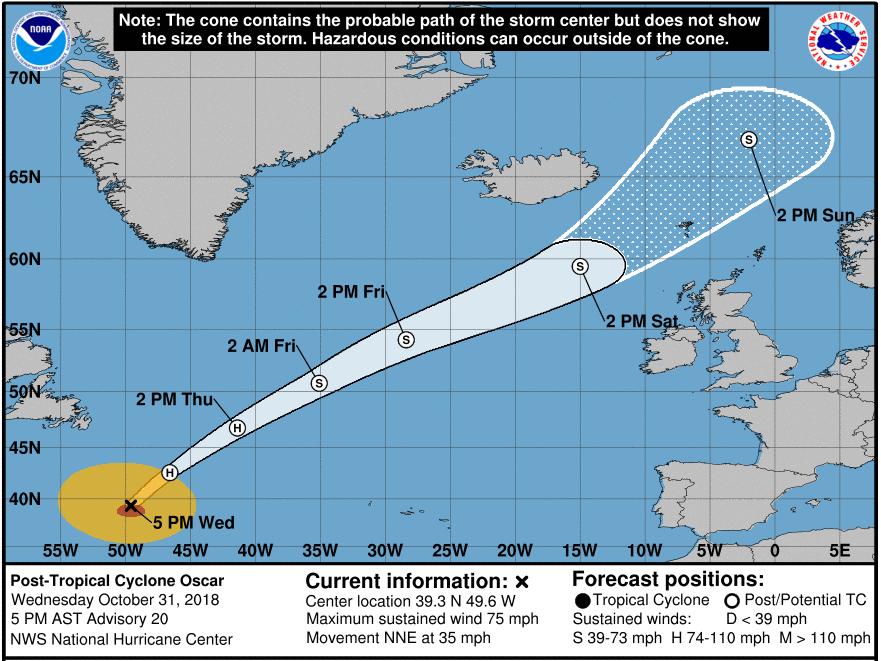 Tropical Outlook Atlantic Post Tropical Cyclone Oscar (Advisory #20 as of 5:00 p.m.