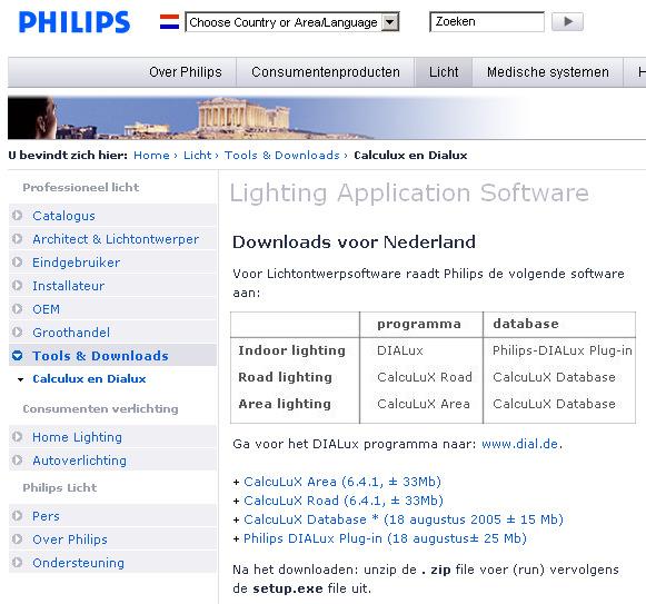 Download luminaires from all connected manufacturers E.g.