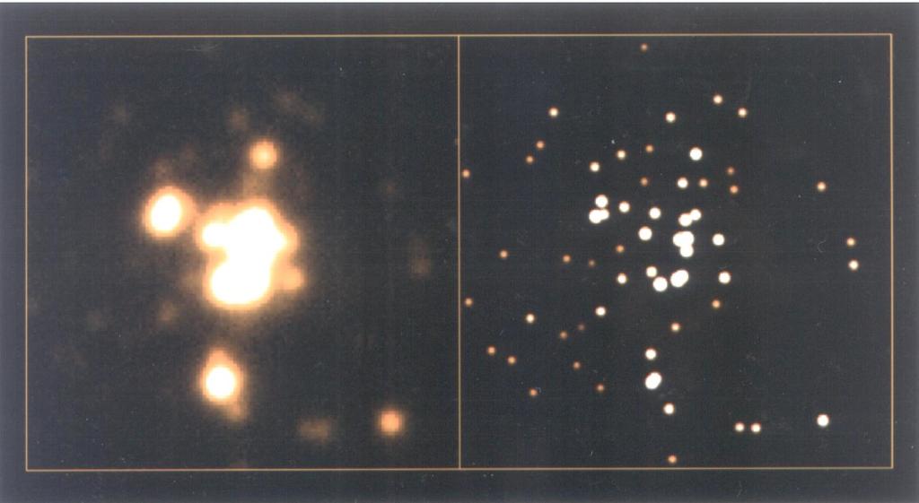 Deconvolution of an image of the compact star cluster Sk 157 in the Small Magellanic Cloud.