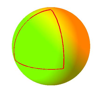 Compute weight w, using equation 3 of theorem a b c d Fig.. Conversion of two sphere patches into standard RBBSs. a The first patch.