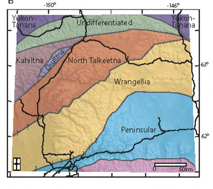 Site Talkeetna suture Map based on the geophysical character of the terranes Glen et al.