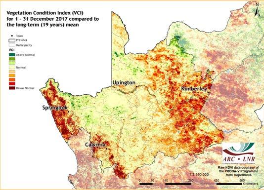 Figure 18 Figure 19: The VCI map for December indicates below-normal vegetation activity over