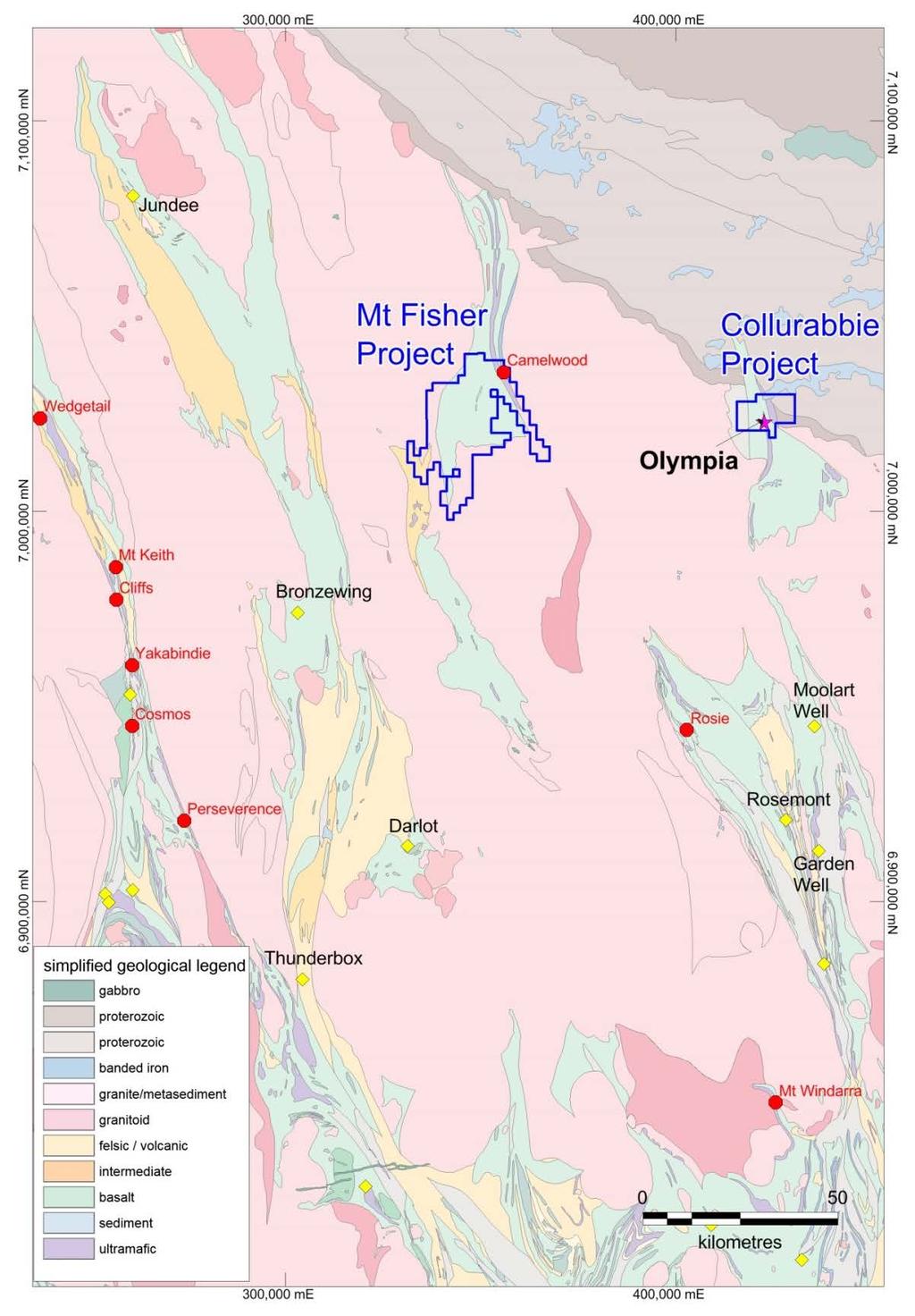 Figure 1: Collurabbie and Mt Fisher Project Location Plan (nickel