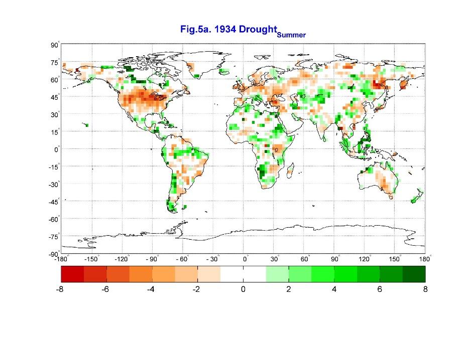 Examples of summer droughts PDSI: 1934