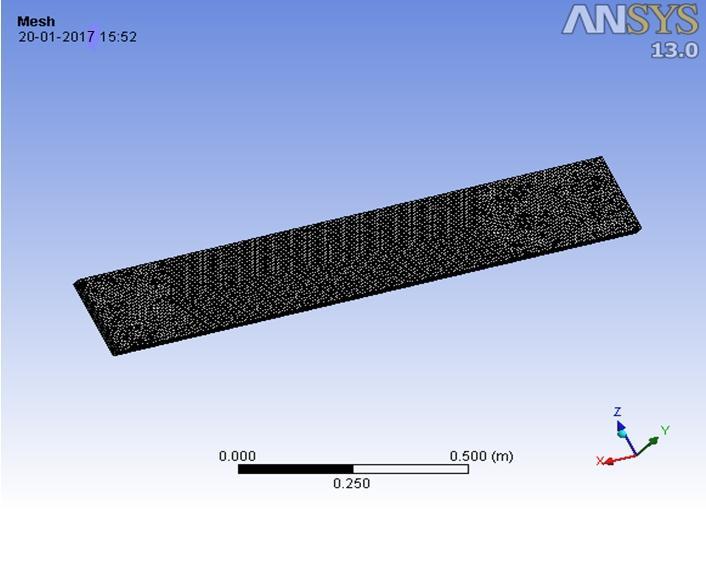 007467 Figure 5: Temperature contour of computational analysis of V RIB By the computational analysis of the roughened solar air heater duct through CFD following data has been generated with the V