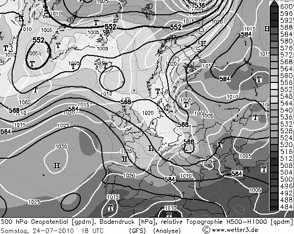 At ground level, is of interest the depression to the north of Romania, with the core closed by 1000 mb isobar and the Azores Anticyclone, the marginal zone of which will find the atmospheric front.