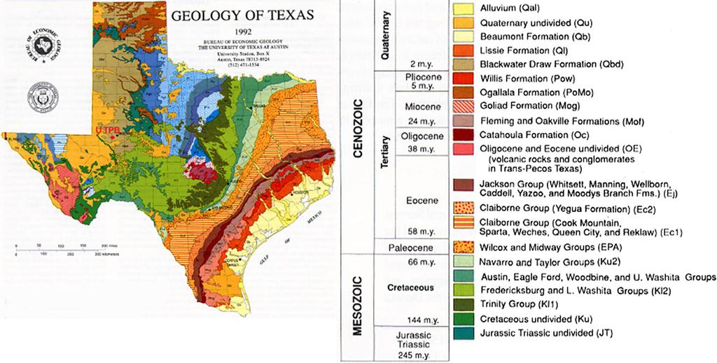 Vol. 174, (2017) Modelling Orthorhombic Anisotropic Effects 4139 Figure 2 Geological Map of Texas State (Source: Bureau of Economic Geology, The University of Texas at Austin; www.beg.utexas.