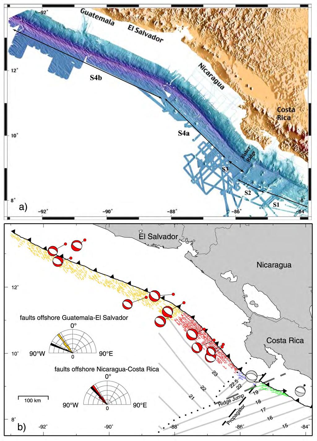 Seismically active Ø Likely serpentinization of oceanic
