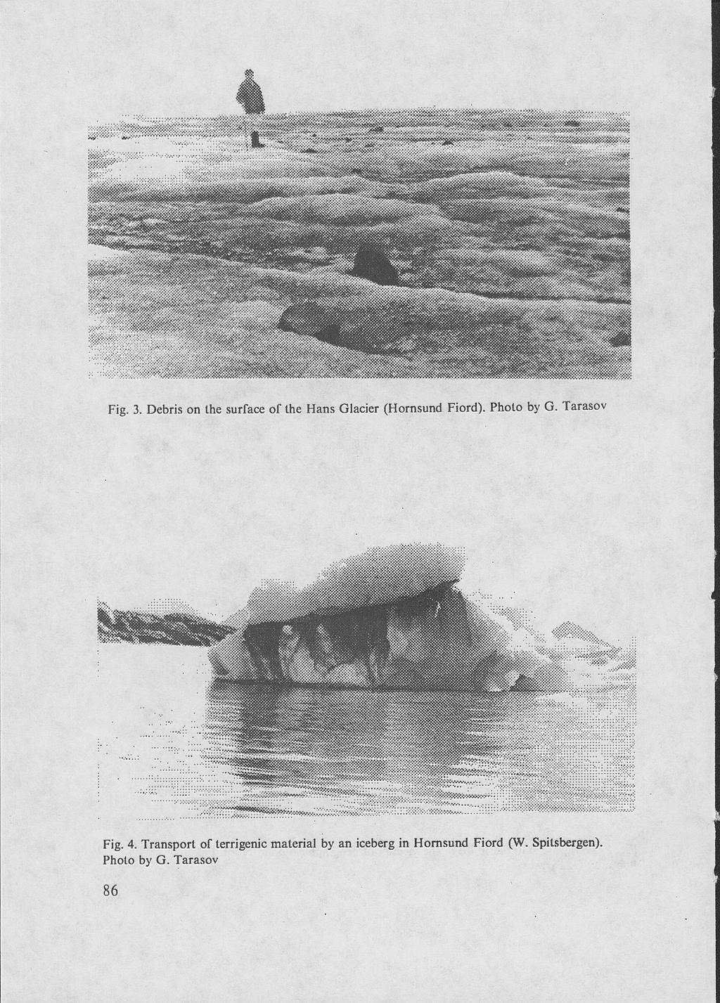 Fig. 3. Debris on the surface of the Hans Glacier (Hornsund Fiord). Photo by G. Tarasov Fig. 4.