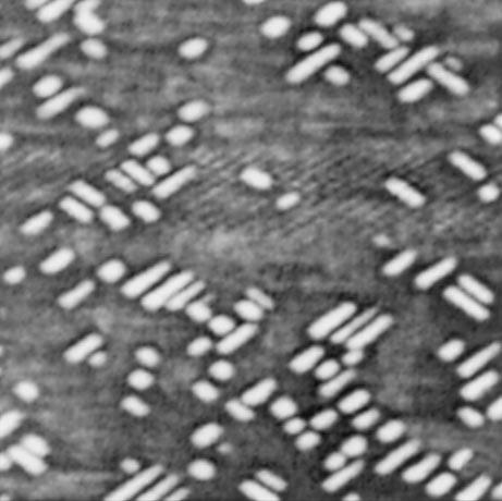 Surface AFM image of a structure with a GeSi sublayer after the deposition of (a) 7 Å of Ge and 9 Å of Ge.