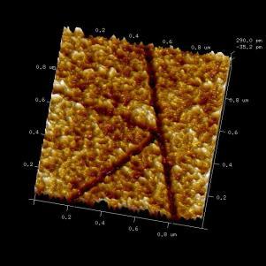 nano-particle-catalyzed-etching; e) 3D AFM