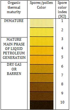 92 Journal of Geosciences and Geomatics Table 1. Showing Spore Color index [4] The AOM components are common and represent an important organic matter type in this study.