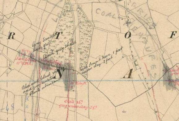 Figure 3: Detail of original Geological Survey of Ireland 6 sheet of part of the Skehana locality on the Castlecomer plateau.