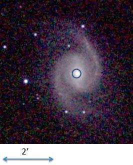 NUGA SOUTH NGC 1566 (Seyfert 1): It has intermediate bar (SAB) and two strongly contrasted spiral arms, emanating from the bar,