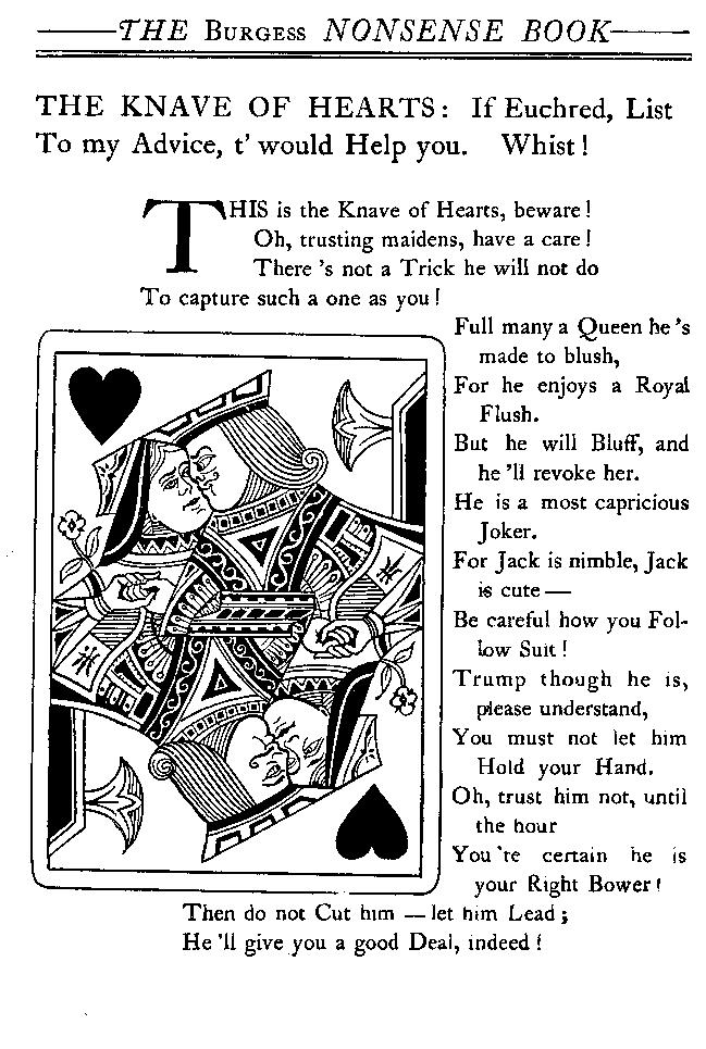 o M T Knve Hers Wors by Gele Burgess from T Burgess Nonsense Book (1901) lso publ by Dover Publiions, In.