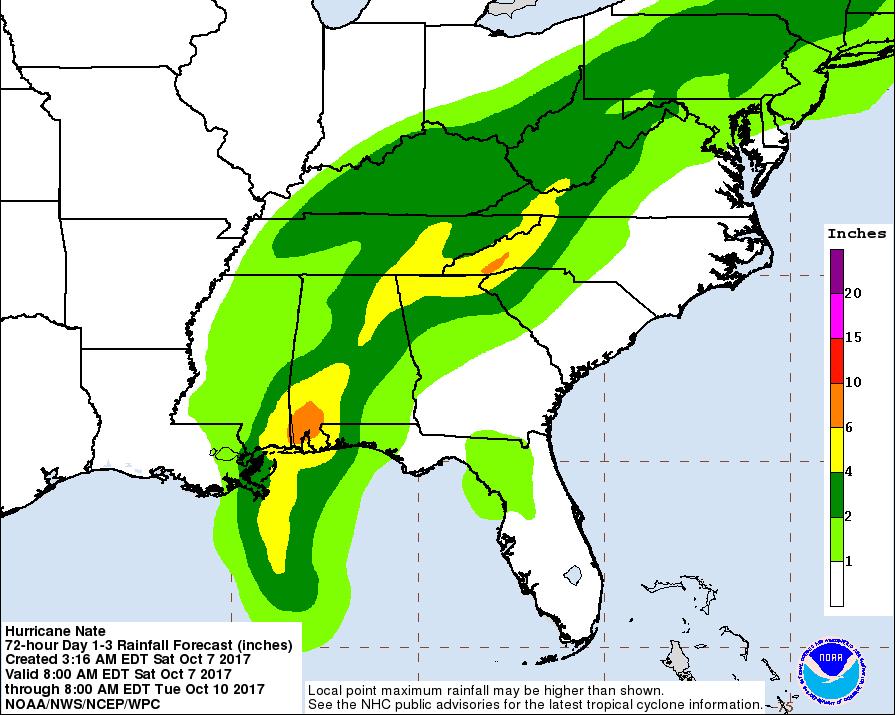 Expected Storm Total Rainfall Rainfall forecast from 7 AM this morning through 7 am Tuesday Locally,