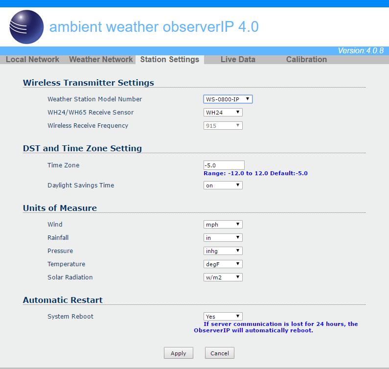 Figure 24 3.8.4 Live Data Select the Live Data tab to view your live data from the weather station.