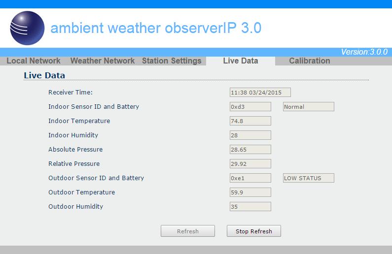 Figure 25 3.8.5 Calibration Select the Calibration tab to view your calibration data from the weather station. Select the Apply button to confirm changes.