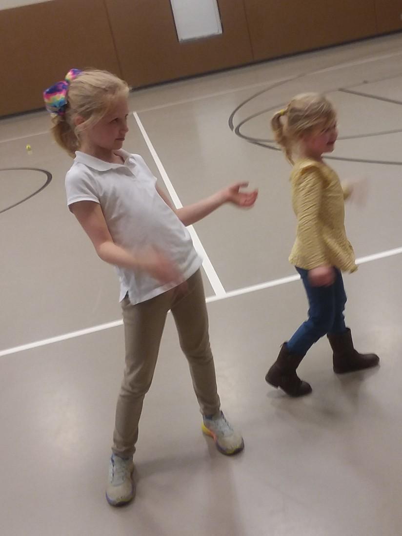 evelyn & claire doing the macarena facing our fears at st. mark by: alli d. Hi my name is Alli, and I will be talking to you about Face Your Fears Day, which was on Wednesday, October 10th.