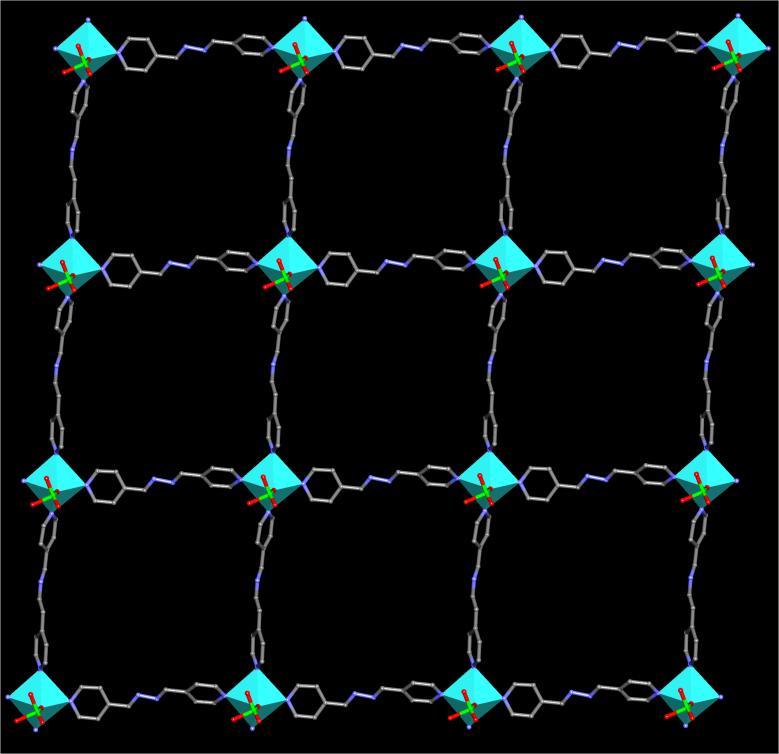 Figure S7: Single net 2D packing of compound 2 ClO 4 (Color code; Carbon: gray,