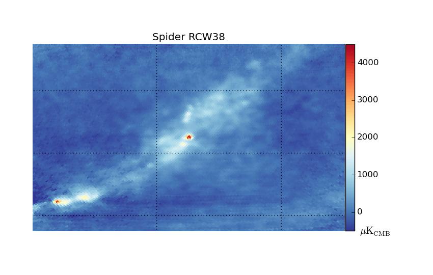 SPIDER: in-flight performance Preliminary map of RCW38 (bright