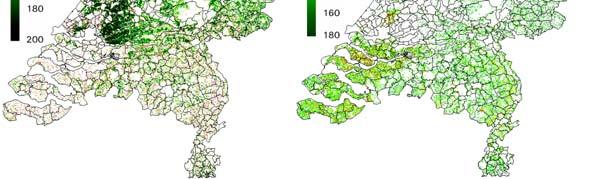 nl/) provides maps with estimated biomass production for Dutch grassland and arable land. The estimates are from combined simulation modelling and satellite images.
