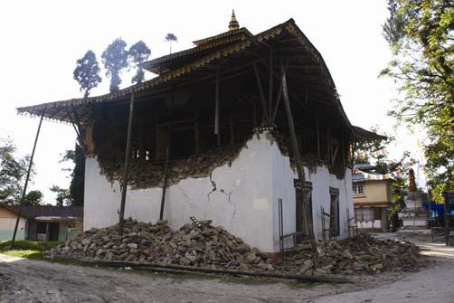 Lachung, located about 60 km east of the epicentre also suffered severe damage, mostly from landslides and rock falls, and the village was not accessible by road during the time of our survey.