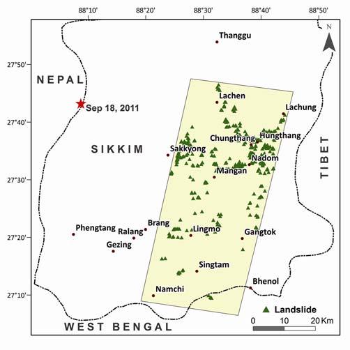 the depth range 60 100 km in regions to the immediate northwest of the North Sikkim earthquake.
