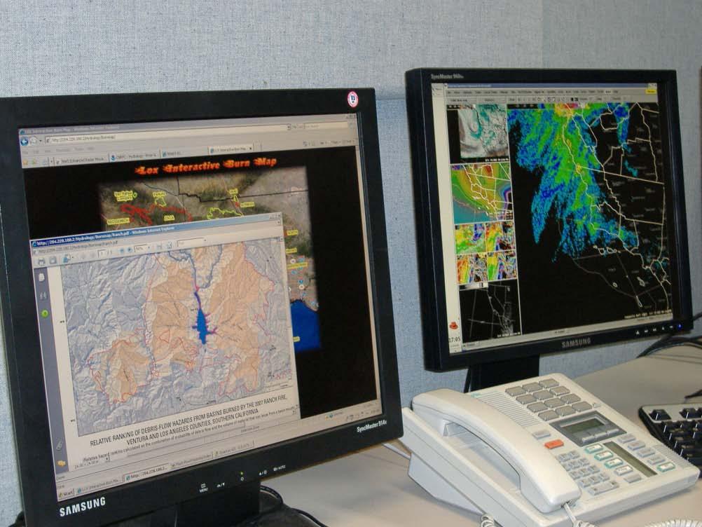 Joint NOAA-NWS-USGS Warning System for Post-fire Floods and Debris Flows in southern California NWS compares rainfall forecasts, radar coverage and real-time rainfall measurements with