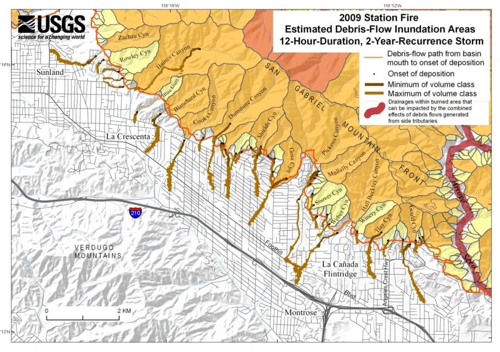 Joint NOAA-NWS-USGS Warning System for Post-fire Floods and Debris Flows in southern California Debris Flow Volume 1,000-10,000 m 3 10,000-100,000 m 3 >100,000 m 3 USGS post-fire debris-flow hazards