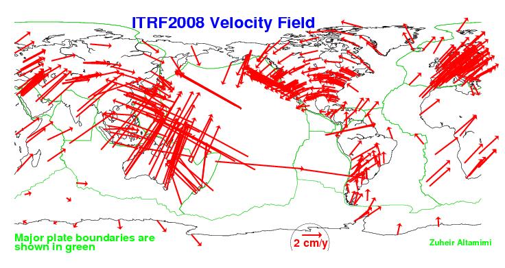 Tectonic Plate Velocities IGS08 Velocities Towson, MD