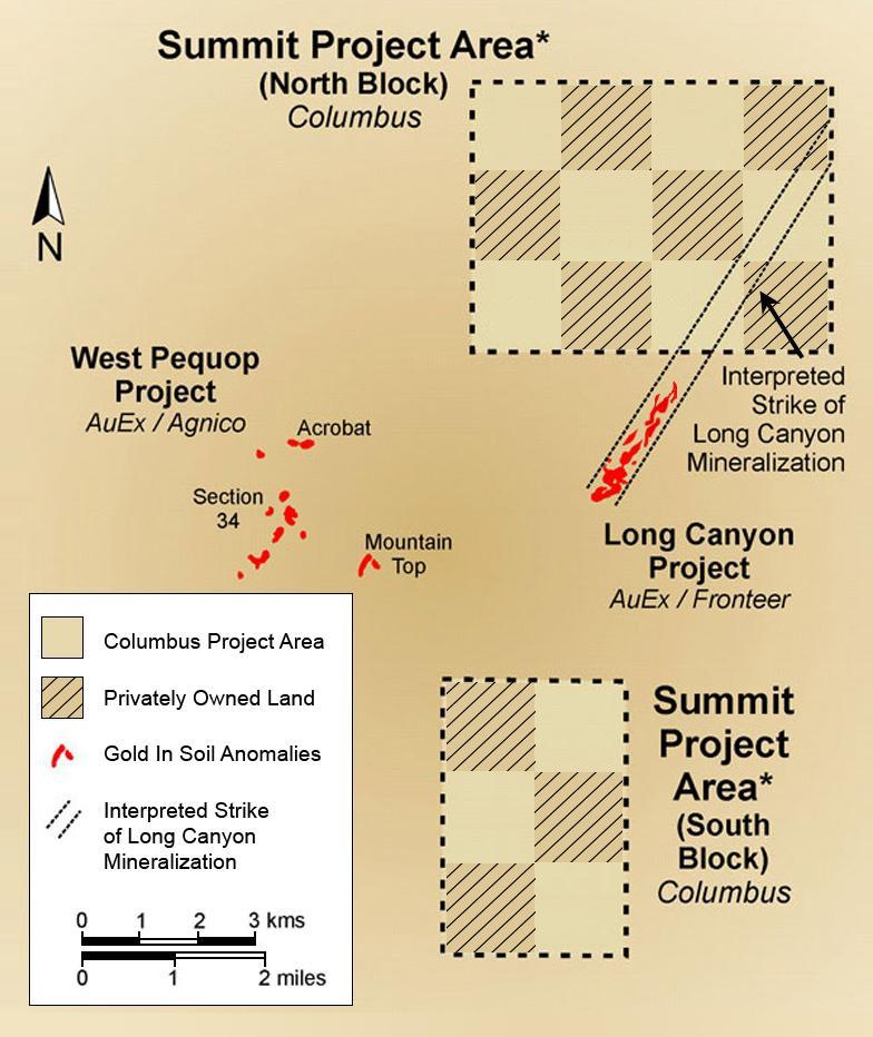 AuEx' Long Canyon Discovery * The Summit Project is in an area of Nevada known as the checkerboard where every