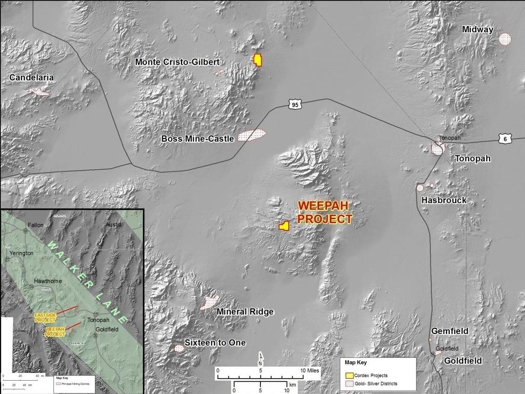 WEEPAH Property extends from historical mining, where the most recent production was from an open pit.