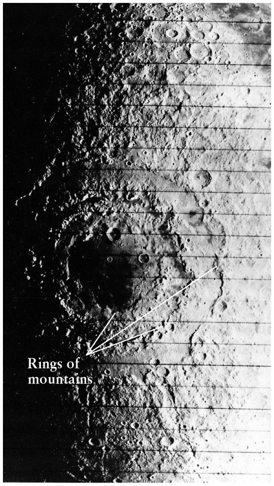 Impact Basin Morphology Very large craters (called basins) have a series of outer
