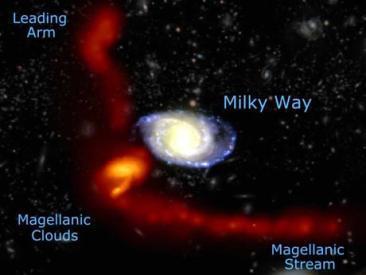 Its irregular shape is the result of its interaction with the Milky Way and the Small Magellanic Cloud.